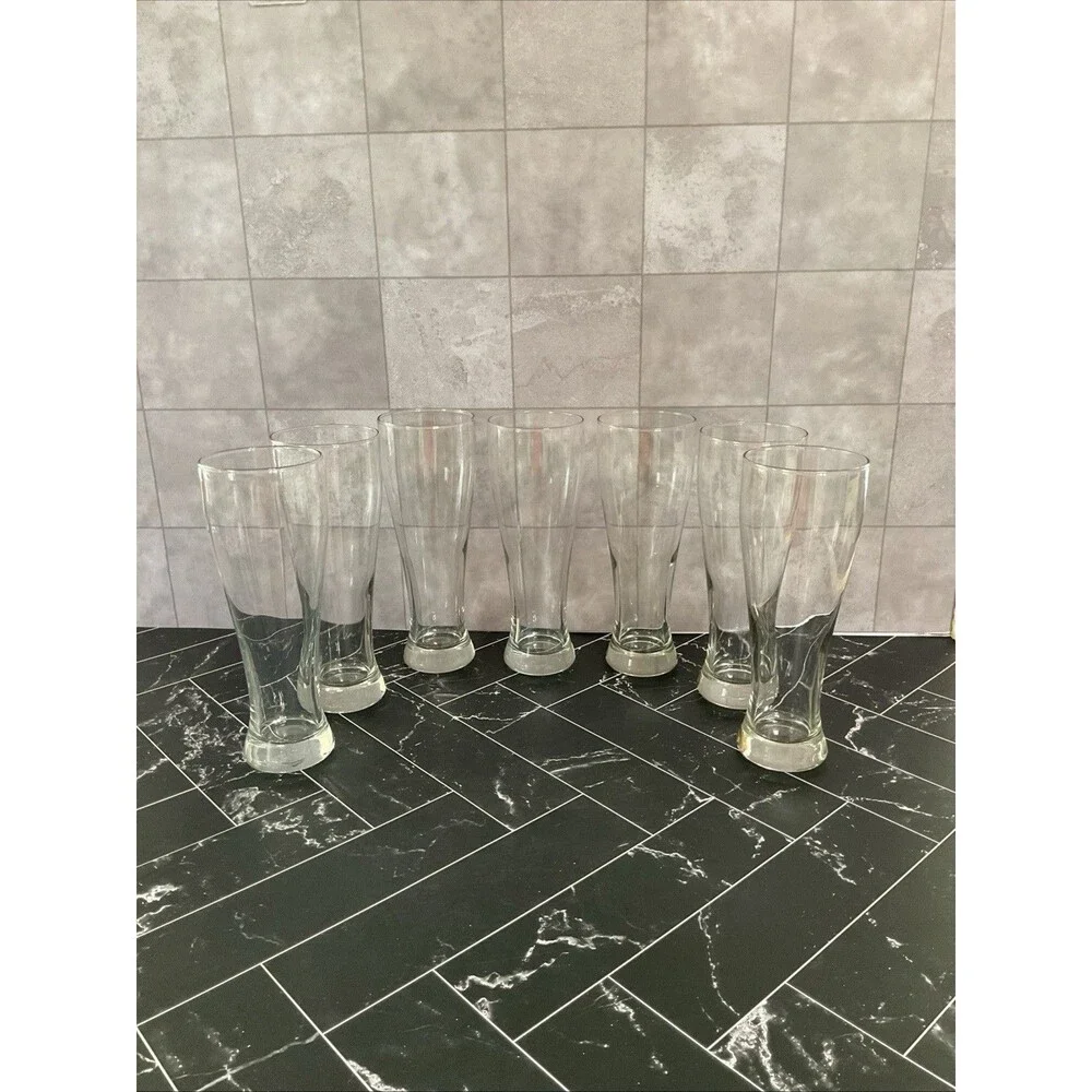 Pilsner 9.25” X 3.25” Mouth Glasses, Set of 7 Great Shape
